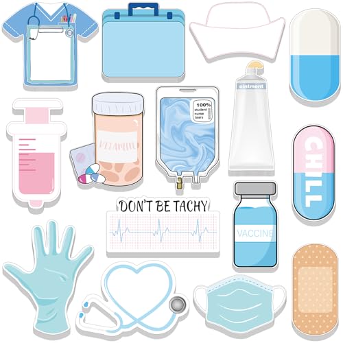 15 Pads Mini Funny Nurse Sticky Notes CNA Gifts Nursing Essentials Medical Themed Mini Notes Assorted Pads Self Stick Cute Memo for Gifts Hospital