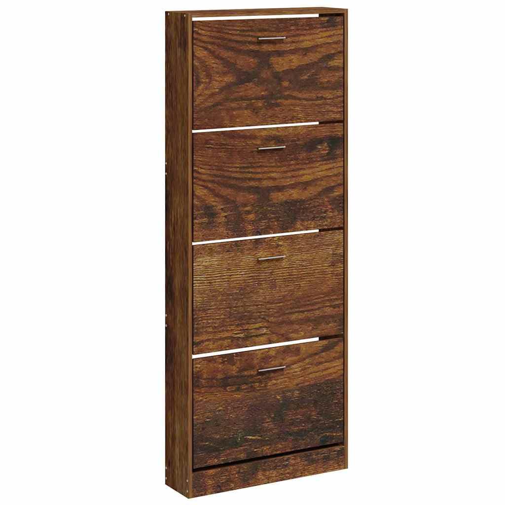 Szafka na buty Dąb wędzony 59x17x150 cm Drewno kompozytowe 4 szuflady