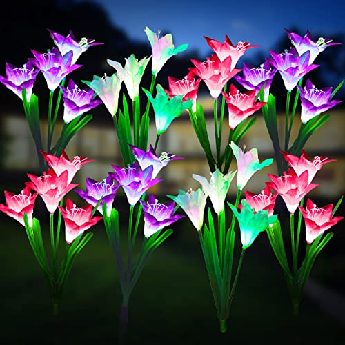 KOOPER Outdoor Solar Lights, 8 Pack Solar Garden Lights with Bigger Lily Flowers, Waterproof 7 Color Changing Outdoor Lights - Bigger Solar Panel for Outdoor Patio Yard Garden Decoration KOOPER Outdoor Solar Lights, 8 Pack Solar Garden Lights with Bigger Lily Flowers, Waterproof 7 Color Changing Outdoor Lights - Bigger Solar Panel for Outdoor Patio Yard Garden Decoration