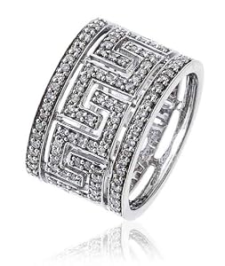 Twinkle-London 0.50CT Certified G/VS2 Round Brilliant Cut Greek Key Diamond Ring in 9K White Gold Twinkle-London 0.50CT Certified G/VS2 Round Brilliant Cut Greek Key Diamond Ring in 9K White Gold