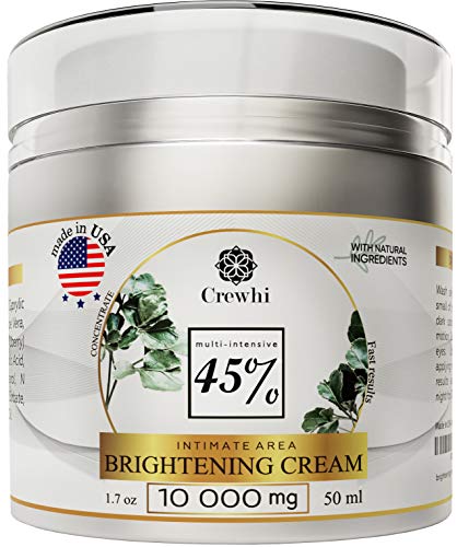 Brightening Skin Cream for Sensitive Areas Dark Spot Corrector - Dark Spot removal for Men and Women - Bright Gel for Face, Bikini - Skin Care & Natural Product - 45% percent