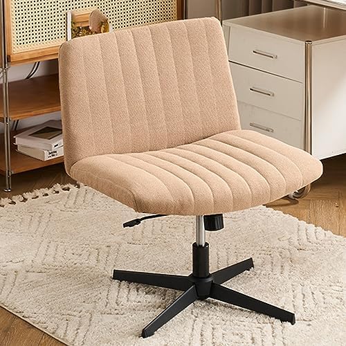 GIZNXBA Office Chair Cross Legged Desk Chair No Wheels Swivel Wide Seat