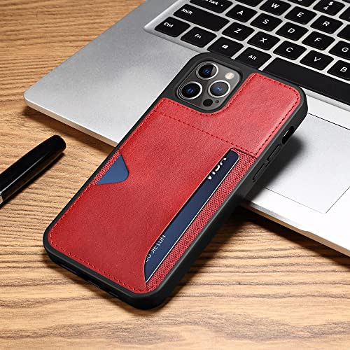 Étui de téléphone à fente pour carte iPhone 13 12 Mini 11 Pro Max rouge