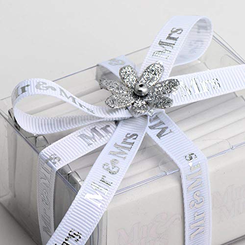 Mr & Mrs Ribbon White/Silver Grosgrain (9mm x 20M), Mr & Mrs White/Silver, 9mm x 20 Metres - Image 2