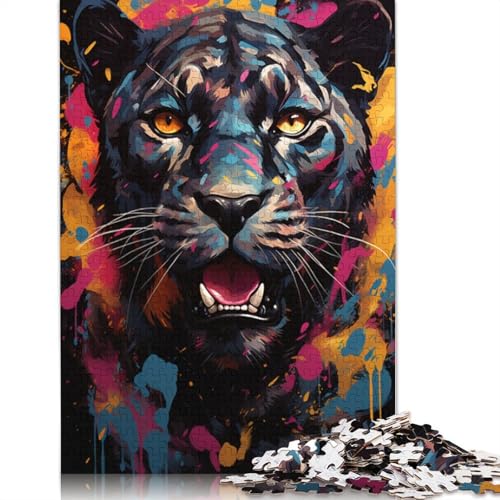 Rompecabezas para Adultos Color Fantasy Black Panther 1000 Piezas Rompecabezas para Adultos Rompecabezas de Papel para niños y Adultos a Partir de 10 años Gran Regalo para Adultos