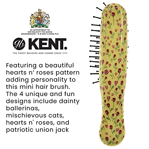 Kent Arth1 Baby Hair Brush, Hair Brush For Kids, Small Brushes For Hair And Travel Brush Hair Detangler With Non-Scratch Nylon Bristles For Gentle Detangling Arthedz (Hearts N' Roses Pattern) #TOP4