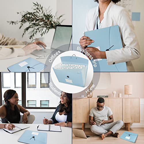 Jimeiqi Expanding File Folder, 13 Pocket Accordian Filing Folder With Pockets With Elastic Buckles Closure, Efficient File Organization, Perfect For Home School Office (Blue) #TOP5