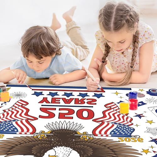 Image of OHOME 4th of July Giant Coloring Poster /Tablecloth - 250th Anniversary Decorations | Kids Gifts Crafts Games Toys Activities Party Decor for Classroom School | 250th Anniversary Merchandise