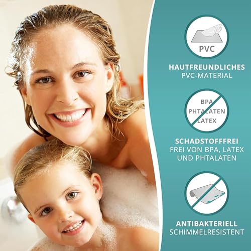 Foto von Engelbach® Duschmatte rutschfest 53x53cm inkl. 2 Haken - Antibakteriell & BPA-frei - Duscheinlage, Antirutschmatte - Waschmaschinen geeignet und schimmelresistent