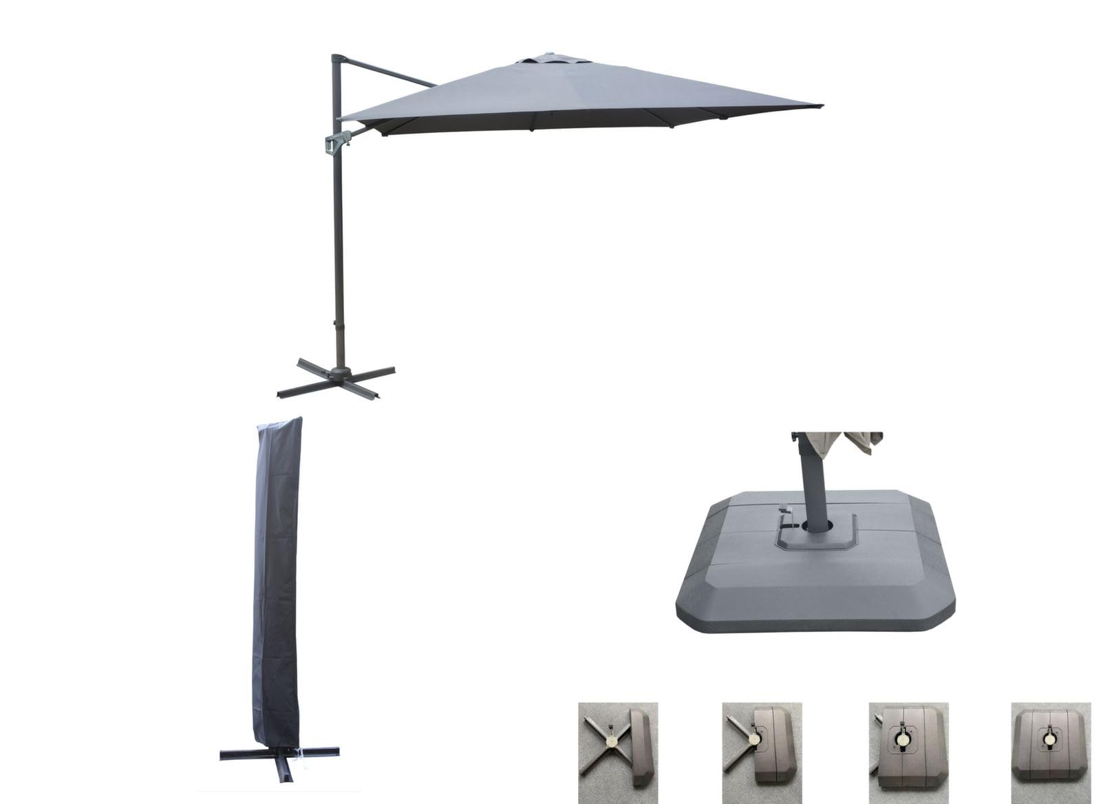 Proloisirs Set d'ombrage complet (1 parasol déporté NH 3x3 + 1 housse + 1 lestage)