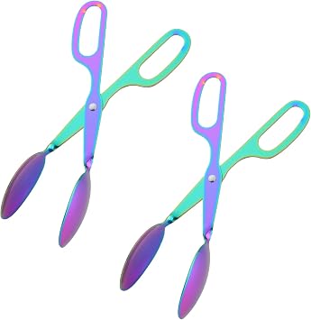 Stainless Steel Cooking Tongs Thickening Serving Tongs 2 Piece Set for Salad Cake Bread Suitable for Buffet or Kitchen