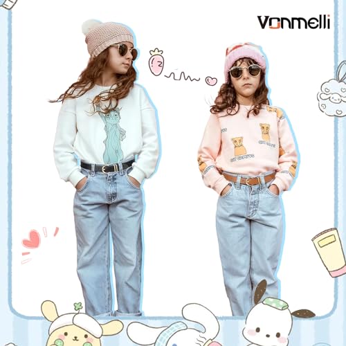 VONMELLI 2 Pack Kids Leather Belts for Girls Fashion O-Ring Buckle belts for Teen Girls Jeans school uniforms3
