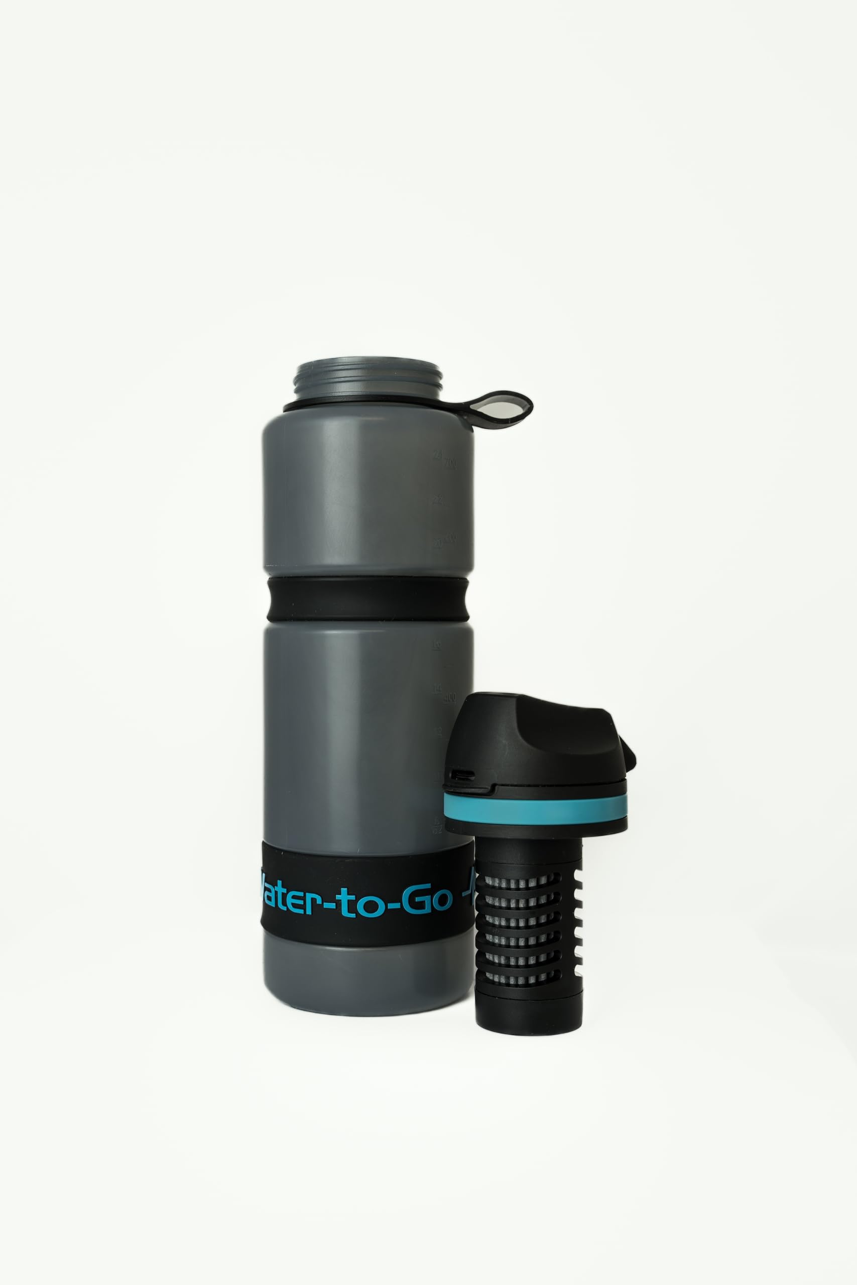 WATER TO GO Trinkflasche 0,75 L, mit Filter - Wasser direkt aus Fluss, See oder Leitung trinken | Ultraleicht & BPA-frei | 200L Filterleistung | Perfekt für Reisen, Kajak, Camping, uvm. (BLAU)