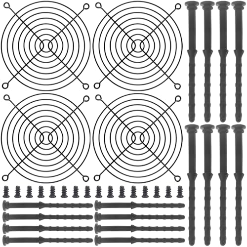 Xiatiaosann Rejilla protectora para ventilador de refrigeración de PC, color negro, de 120 mm, con tornillos, paquete de 4