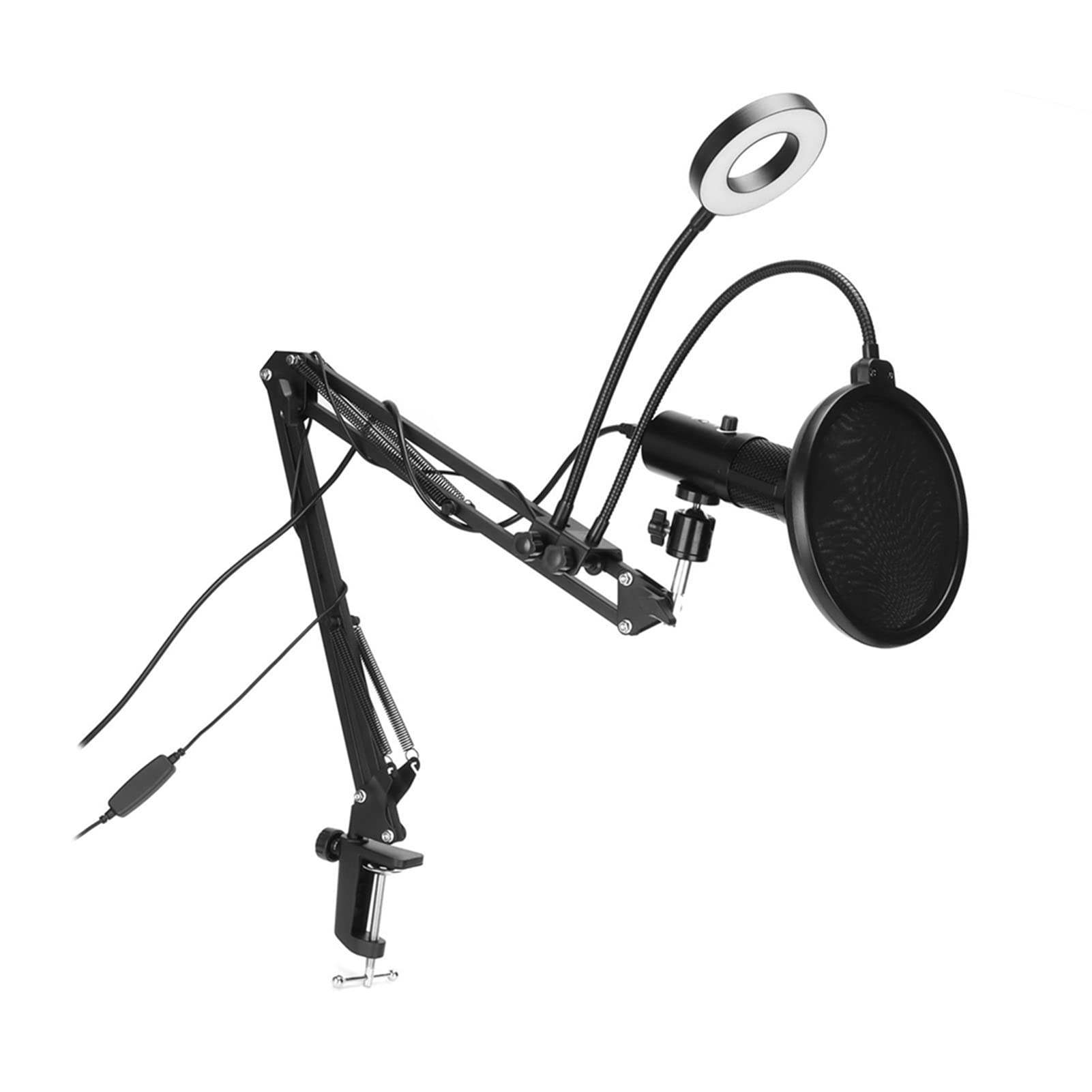 Nieren-Kondensatormikrofon-Set mit Fülllicht für Klangqualität auf Studioniveau, Nierencharakteristik, Maximal 122 cm (A6S mit 35-mm-Halterung und Fülllicht)