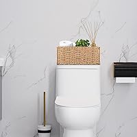 Vista 6 de 6 Pack Small Wicker Baskets, Wicker Woven Storage Basket Toilet Paper Baskets with Handles, Towel Basket for Home Organizing Shelves (Beige)