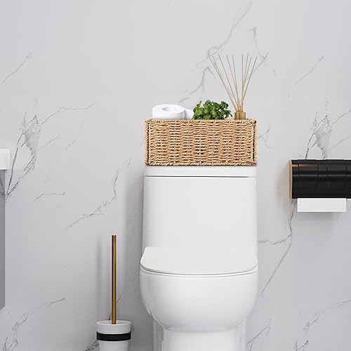 Miniatura 6 de 6 Pack Small Wicker Baskets, Wicker Woven Storage Basket Toilet Paper Baskets with Handles, Towel Basket for Home Organizing Shelves (Beige)