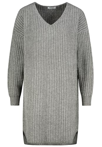 Sublevel Strickkleid, V-Ausschnitt, Langarm, weiches Material, figurumspielend, bequem, vielseitig kombinierbar Middle-Grey M