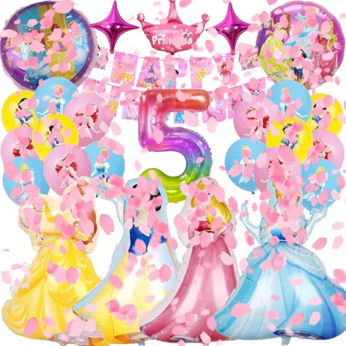 Ctxtqtdt 26 Piezas Globos para Fiestas de Cumpleaños 5 Años Niña, Set de Fiesta Globos para Decoracion Cumpleaños para Niñas (5)