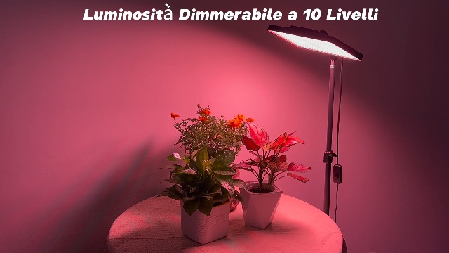 Lampada Da Coltivazione 286 LED – Spettro Completo Con UV E IR, Timer 4/8/12h, Dimmer 10 Livelli, Treppiede Regolabile 42-130cm
