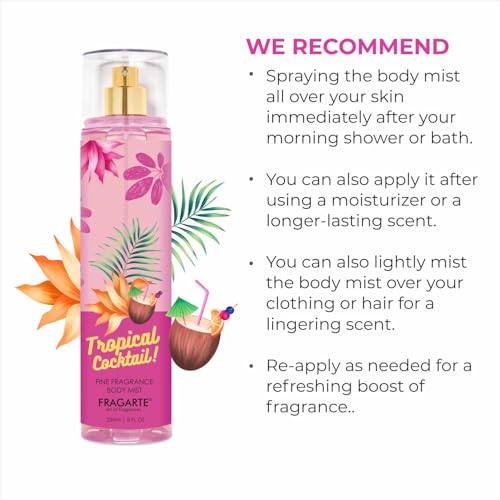 Image of TROPICAL COCKTAIL Body Mist Spray Long Lasting Womens Perfume FRUITY FLORAL Fragrance 236ml