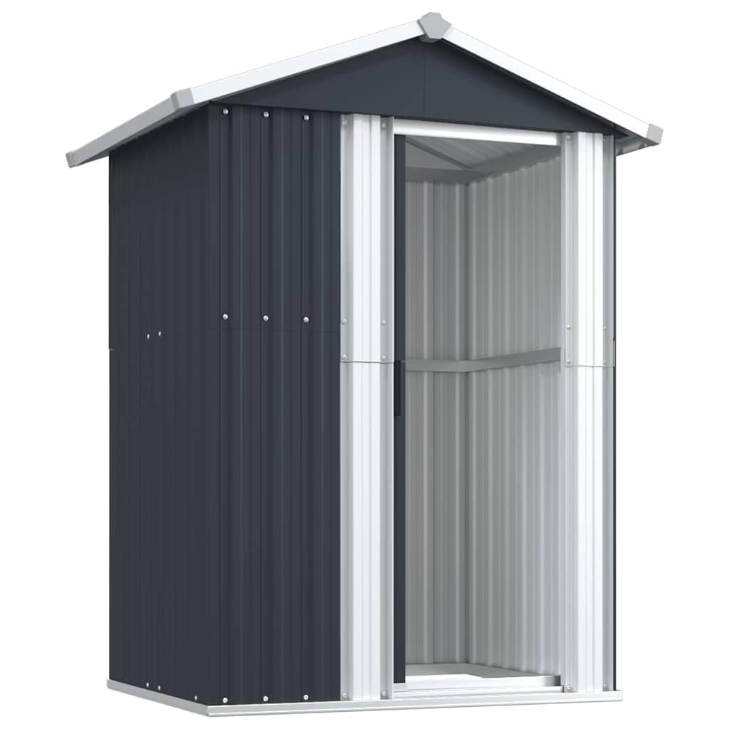 Geräteschuppen Gartenhaus Garten Schuppen Metallgerätehaus Wetterfester Gerätehaus Gartenschuppen für Fahrrad & Gartengeräte Anthrazit 126x97,5x177 cm Verzinkter Stahl