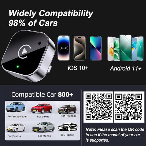 Image of 2-in-1 Wireless CarPlay and Android Auto Adapter, Plug and Play Dongle, Fast Auto-Connect, No Delay, for iPhone and Android, USB /USB-C Port, Black