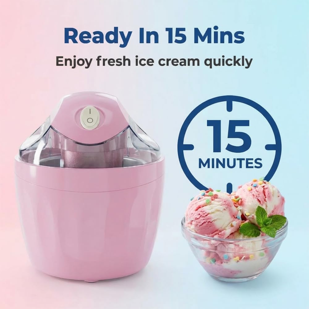 Mini Gelatiera, Piccola Macchina Per Dessert Personale Domestica Per Gelato, Sorbetto, Yogurt Gelato, Gelatiera Individuale, Mini Elettrodomestico Compatto Da Cucina Per La Casa Pink