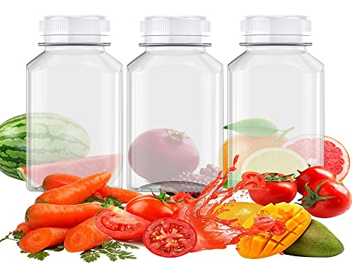 Axe Sickle 3 Pcs 8 Ounce Juice Bottles Plastic Milk Bottles Bulk Beverage Containers With Tamper Evident Caps Lids White For Milk, Juice, Drinks And Other Beverage Containers #TOP6