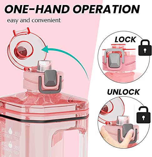 Image of 2.2L Water Bottle, 73oz Large Water Bottle, Half Gallon Sports Bottle,Leak-Proof Container, BPA Free, Water Bottles for Gym, Yoga, Travel, Cycling, Camping, Outdoor (Pink)