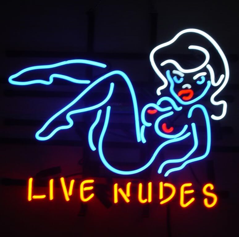 Live N udes Beer Neon Sign Light Real Glass Neon Bar Signs For Home Bar Pub Man Cave Party Shop Store Recreation Room Home Room Garage Wall Windows Display Handcraft Artwork Gift 19x15
