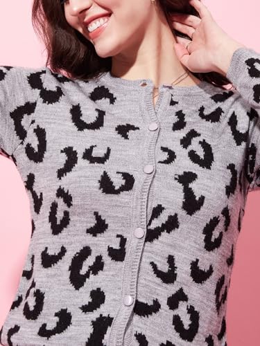 Image of Modeve Animal Print Round Neck Casual Women Sweater
