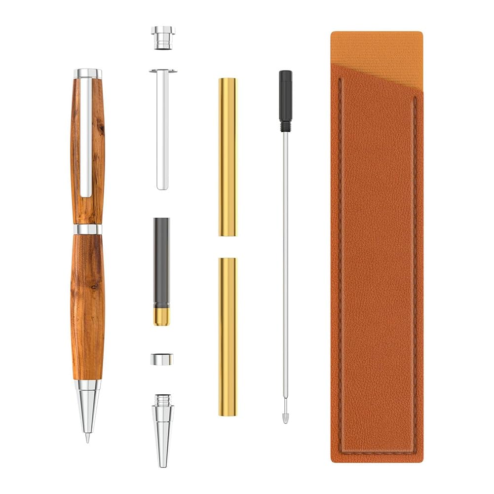 Osmond DIY Crafts Supplies for Gifts- Slimline Woodturning Pen Kit with Black Ink 10 Pack+ Bonus Covers, Writing Tools