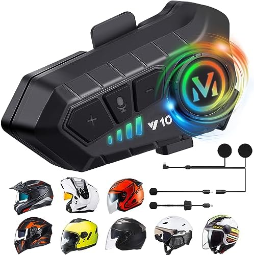 FEYA Motorcycle Helmet Speakers High Battery Life Helmet Headphone IPX6 Automatic Answer/Call Music Control/Intelligent Noise/Wake up Siri, 2 Different Types of Mic - Compatible with All Helmets
