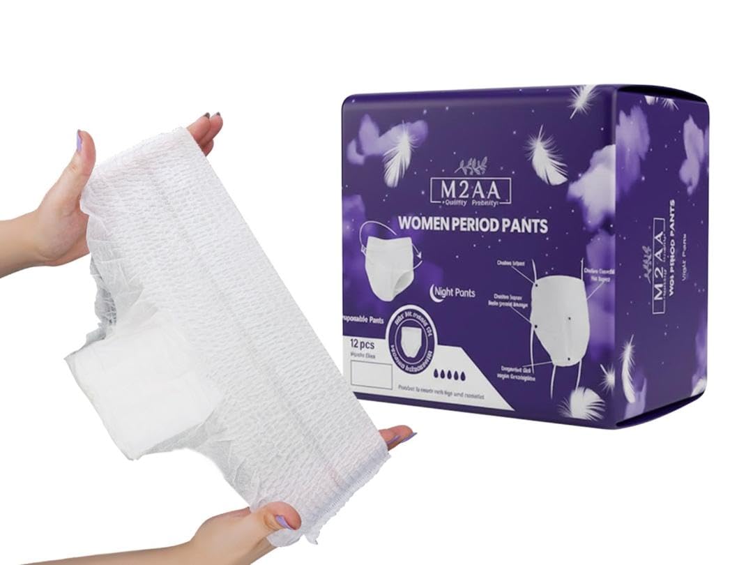 12Pcs Disposable Women Period Pants,S/M Women Menstrual Pants(S/M30-37 Inches),Maternity Delivery & Postpartum Use