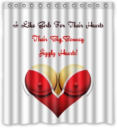 Popular Bath I Like Girls For Their Heart Their Big Bouncy Jiggly Heart Bathroom Shower Curtain (66" x 72" )