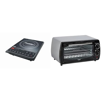 Prestige PIC 16.0+ 1900- Watt Induction Cooktop with Push Button (Black) + Prestige POTG 9 PC 800-Watt Oven Toaster Grill (Grey)