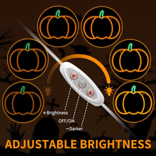 Image of MissAudrey Halloween Light Up Big Pumpkin Neon Sign Window Decor Lights