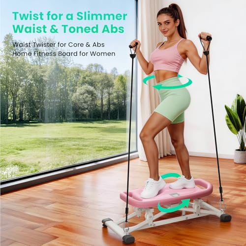 Image of Balance Board for Adults, Rocking Stepper with Resistance Bands, 300LBS Portable Wobble Board, Quiet Side to Side Ski Simulator Trainer Exercise Machine for Home Gym Core Workout