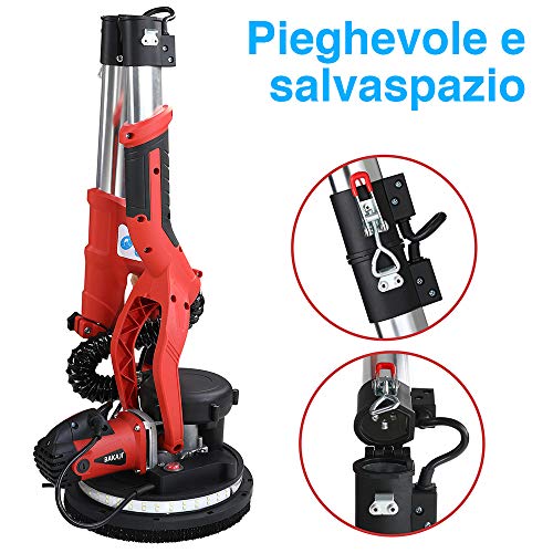 Bakaji Opvouwbare wandschuurmachine, giraffe, gipsplaat, 750 W, vermogen 800-1750 omw/min, automatische stofafzuiging… - Afbeelding 8