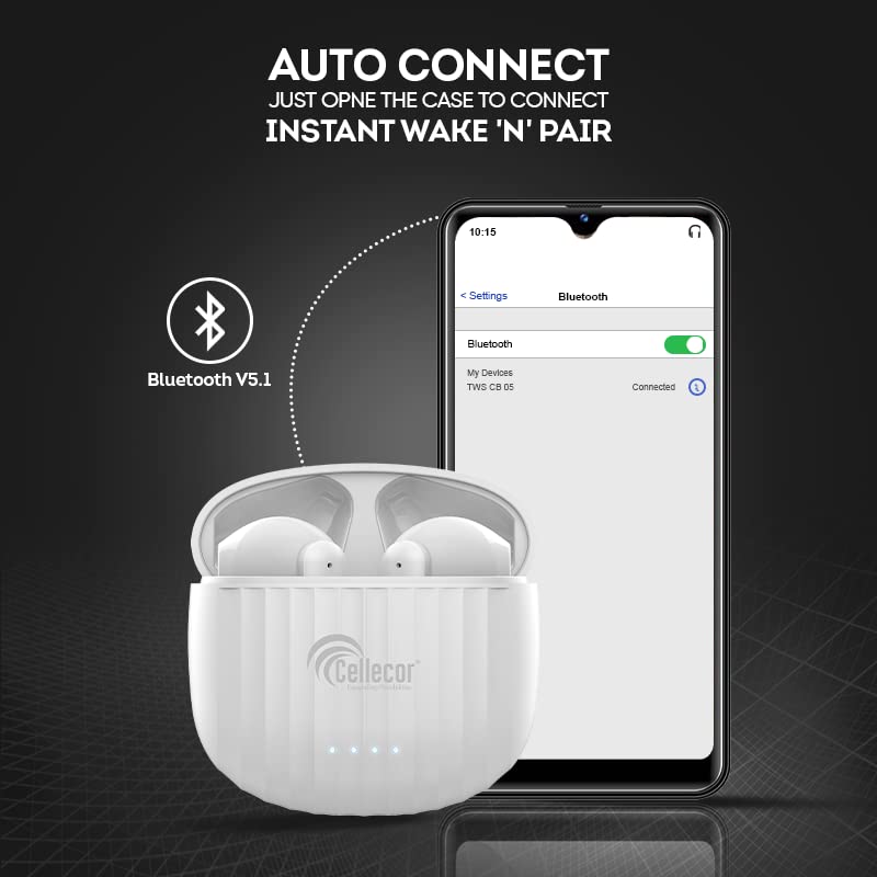 Image of Cellecor Bropods Cb05 Waterproof Earbuds With 25 Hours Playtime, Auto Pairing, 13Mm Driver, 5.1V Bluetooth Headset - In Ear