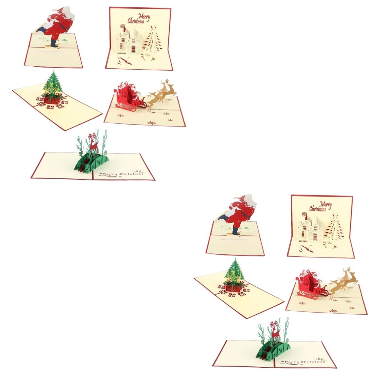 VILLCASE 10 Stk Weihnachtsgrußkarten christmas vaction christmas tree neujahrsgrüße karten weihnachtskärtchen santa 3D-Weihnachtskarten weihnachtskarte nachricht bis grußkarten 3D-Up-Karten