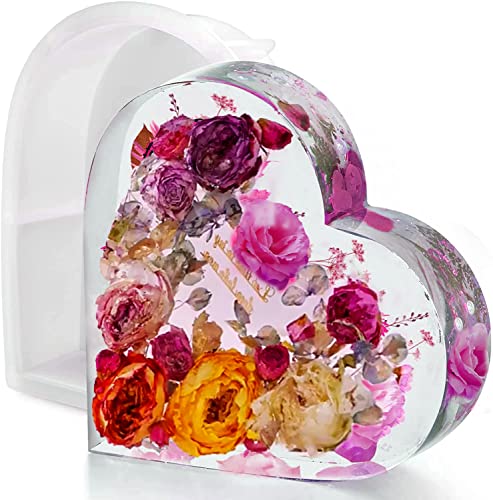 Large Silicone Molds for Resin Heart Resin Mold Epoxy Resin Molds for Flowers Preservation Resin Art Casting DIY Wedding Valentine Home Decors (8.3 x 2)
