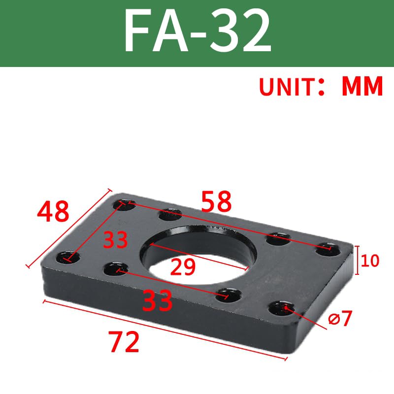 Image of Square Flange Mounting Plate for SC Cylinder FA Series, Universal Fixed Mounting Bracket for Pneumatic Air Cylinders (FA32)
