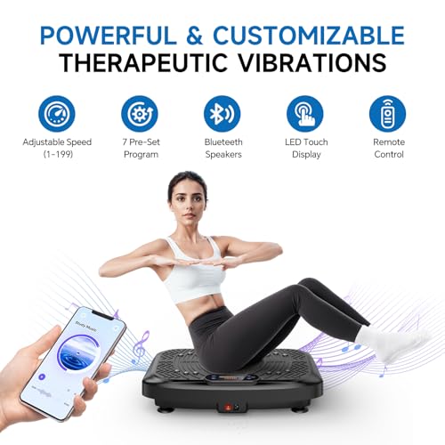 Vibration Plate Exercise Machine Weight Loss, Full Body Workout Vibration Plate Lymphatic Drainage, 199 Adjustable Speeds Power Shaping Waver Vibrating Plate 450 Lbs Capacity Fitness Platform - Image 6
