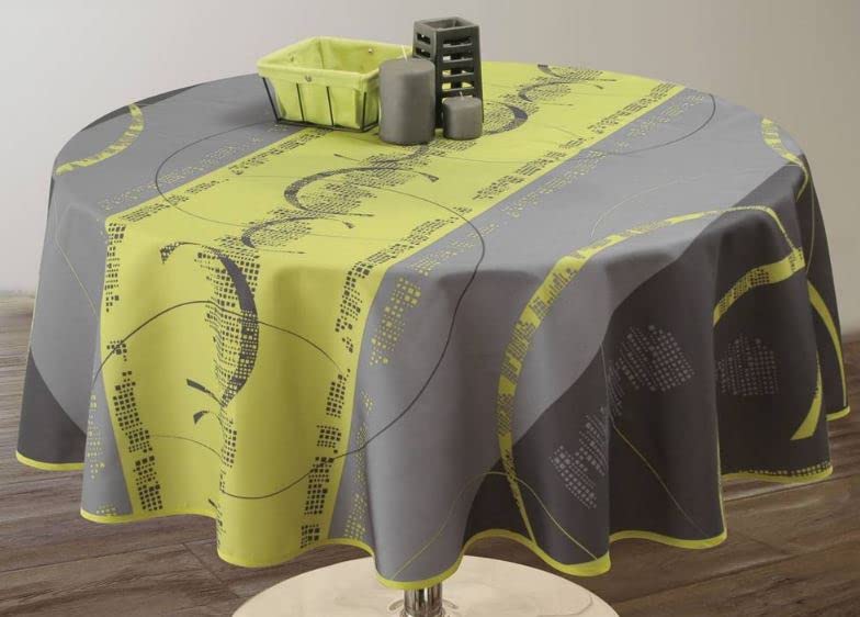 Nappe Anti-Tache Astrid anis rond 160 cm Nappe - Accessoires de Table Décoratif Salon Décoration Bonne et Plus®