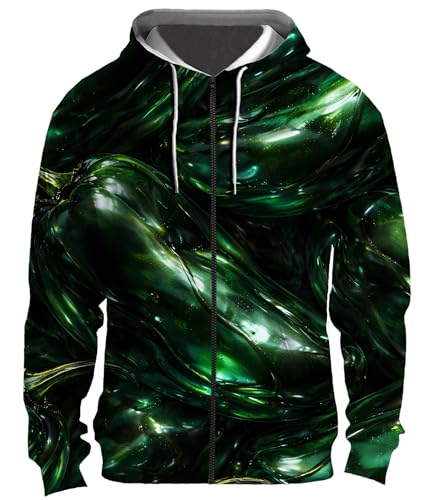 Famigani Emerald Pepper Shirt Pullover Zip Hoodie sleek green shine
