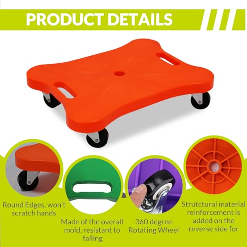 Image of GISCO Sports Sitting Scooter Board with Handles for Kids & Children (Blue) | Plastic | Flat Sitting Scooter with Casters for Kids | Gym Activities Equipment Elementary School