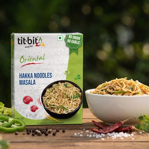 Image of Tit-Bit Noodles Masala Mix No Onion, No Garlic - Pack of 5 (250g). Perfect Magic Seasoning Mix for Tasty & Healthy Hakka Noodles Quick & Easy Cook in Minutes It is an All-in-One Multipurpose Seasoning