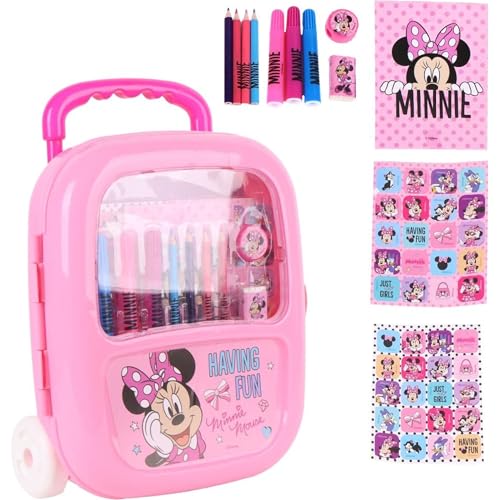 Set papelería Minnie Mouse Disney para niñas con maleta trolley...